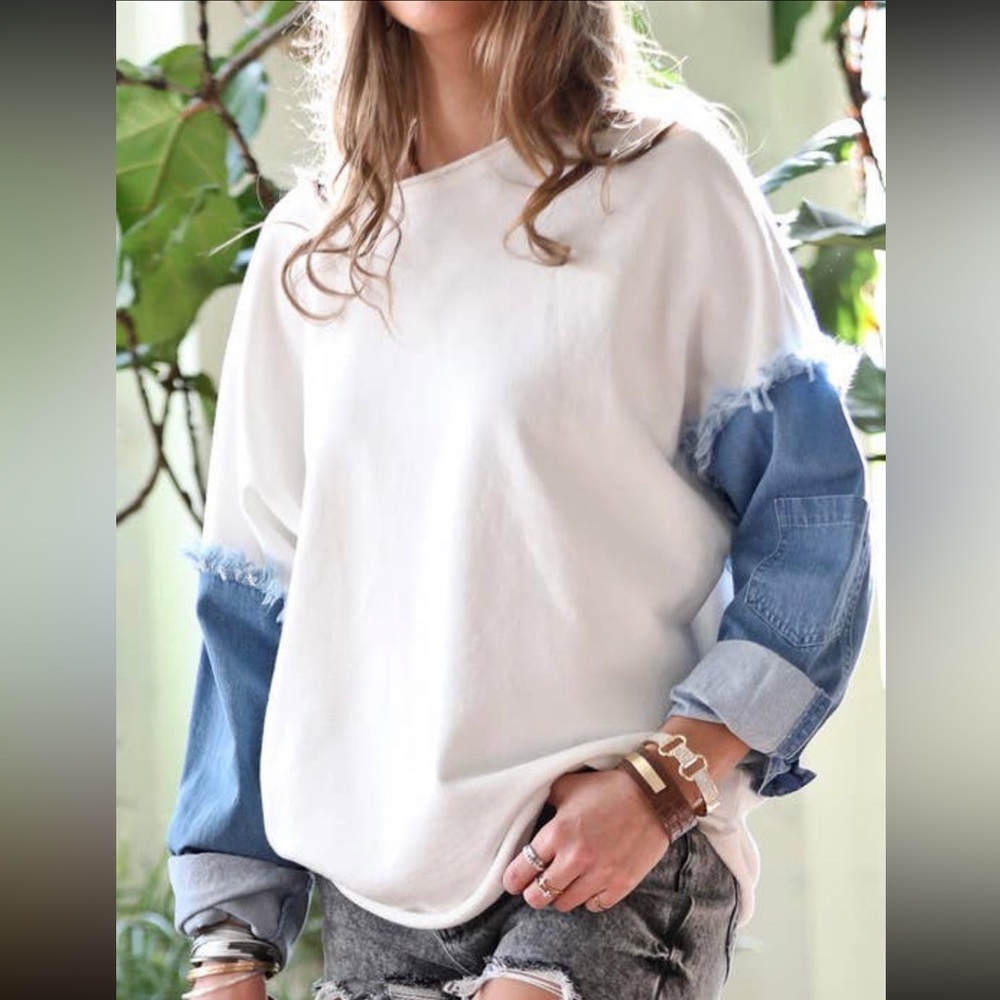 Sweatshirt Detailed with Demin